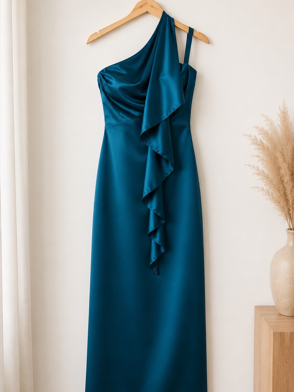 Elegant Teal One-Shoulder Column Gown NWT Size 10 | Formal Evening Dress - Picture 5 of 5